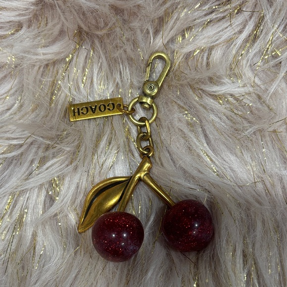 Coach Red Cherry Keychain with Gold Details - Picture 1 of 1